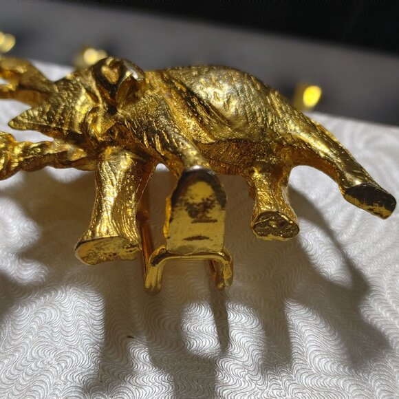 Mimi Di N 1972 Elephants Interlocking Statement Belt Buckles Vintage Gold Tone main image 5